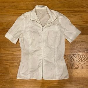ACNE STUDIOS WHITE ZIP UP TOP